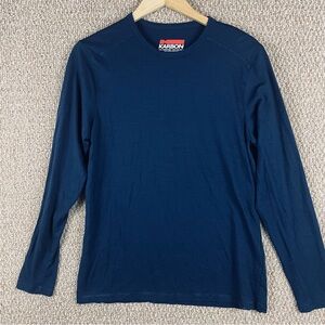 Karbon Shirt Mens M Blue Merino Wool Long Sleeve Thermal Base Layer FLAW F103